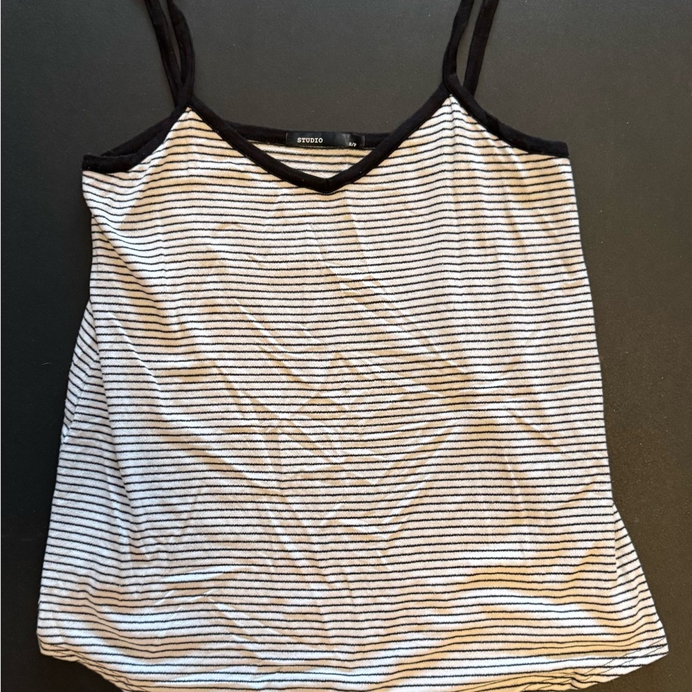 Studio Black and White Fitted Camisole Tank Top